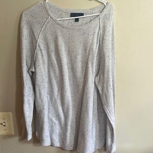 Karen Scott Sweater cotton Large white gray winter top